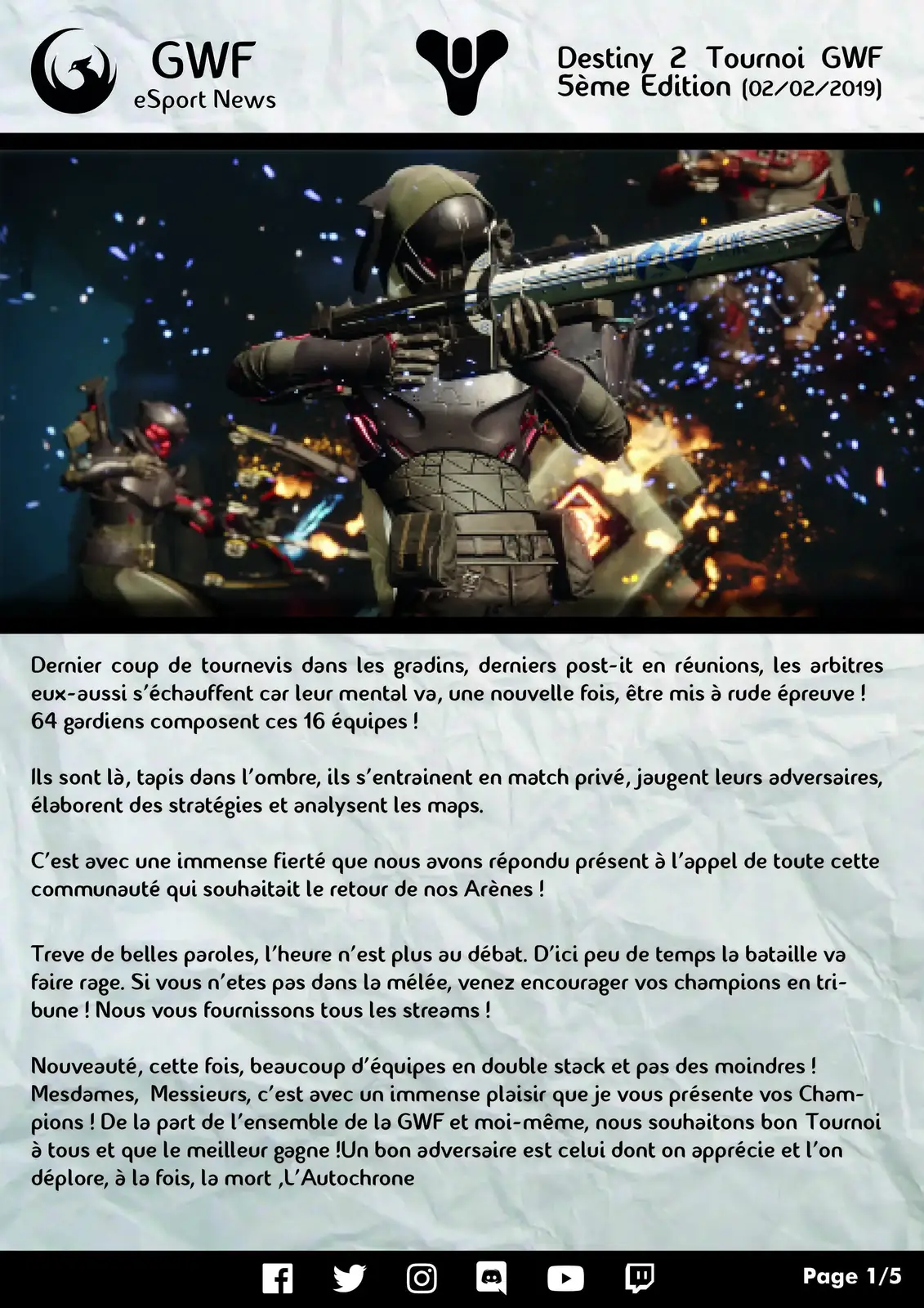 5ème Tournoi Destiny 2 — photo principale