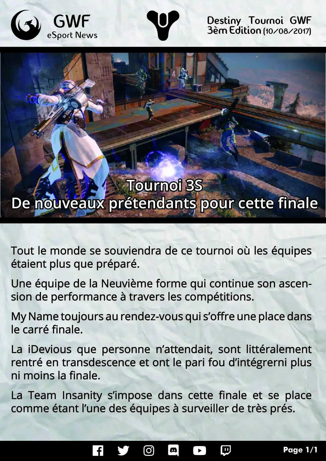 3ème Tournoi Destiny — photo principale
