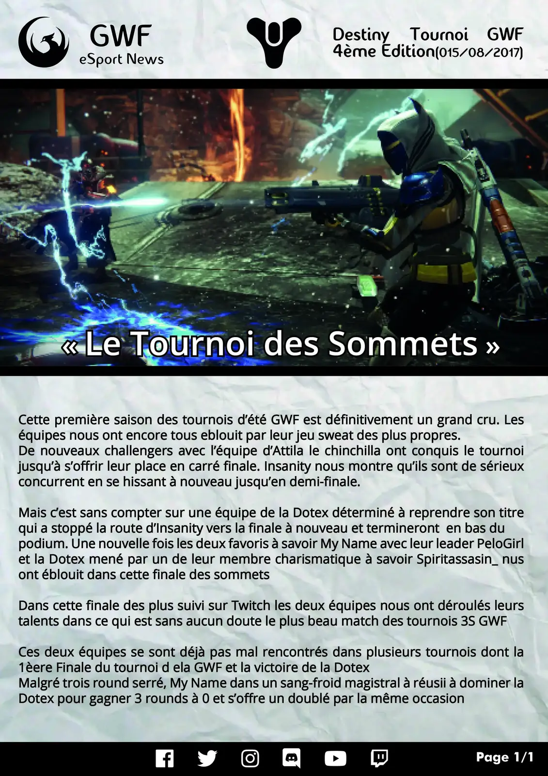 4ème Tournoi Destiny — photo principale