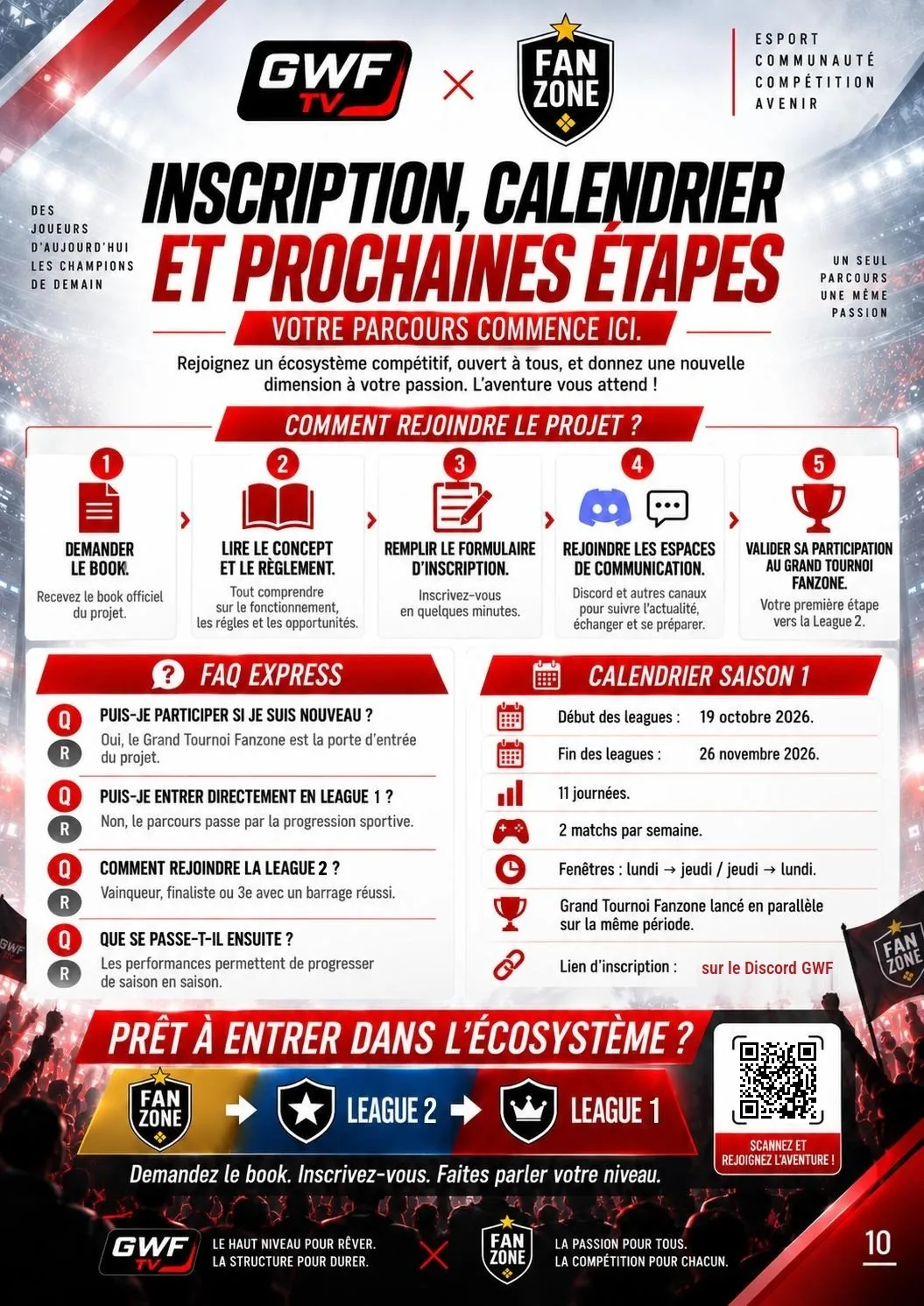 Book League GWF FC27 Saison 1 — page 10 : Inscription, calendrier et prochaines étapes
