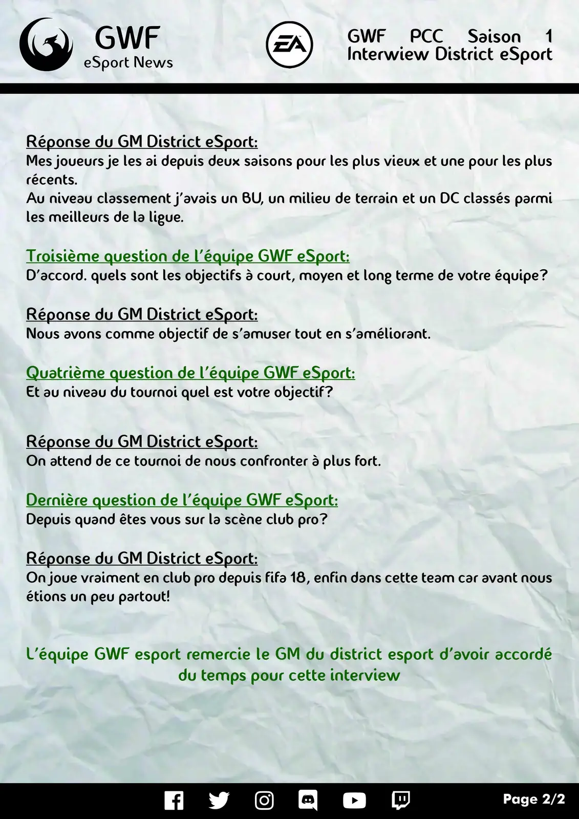 PCC GWF Saison 1 — FIFA 19 Club Pro — photo 2